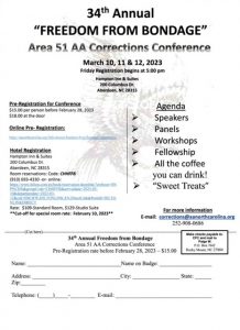 34th Annual Freedom from Bondage – Area 51 AA Corrections Conference @ Hampton Inn & Suites | Aberdeen | North Carolina | United States